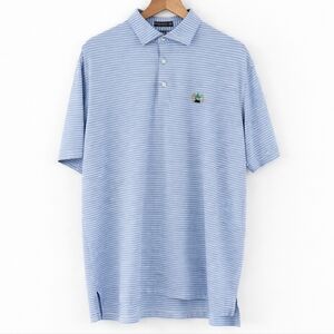 Peter Millar Summer Comfort Blue White Stripe Polo Shirt Men’s Large
